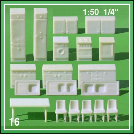 Mäblierung Küche - 16 Stück - Massstab 1:50