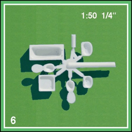 Equipement de salle de bain échelle 1:50 6 pièces