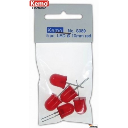 LED rouge Ø 10 mm. 5 pièces