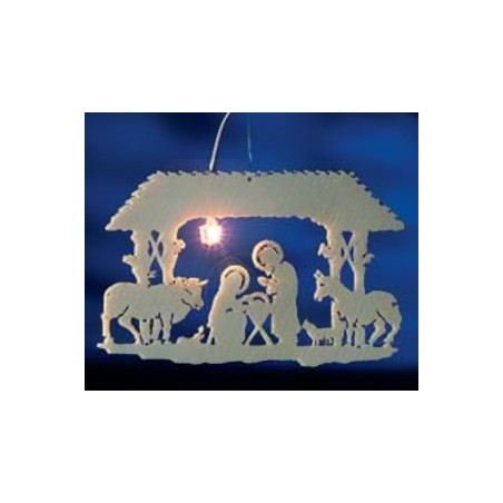 Sujet crèche lumineux, en bois