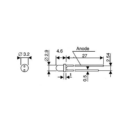 LED bleue Ø3 mm. 5 pièces