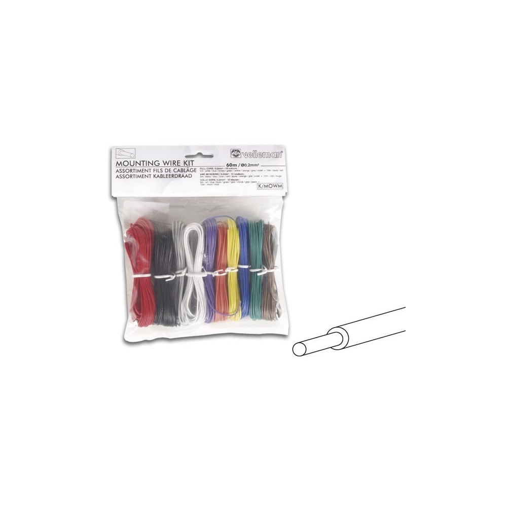 Assortiment Fil rigide 0,2mm2 60 metres