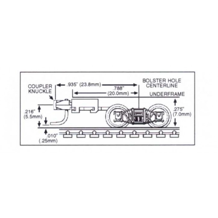 Paire de bogies Microtrains archbar avec coupleur USA long