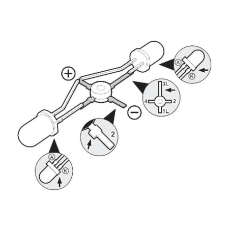 Clignotant + clignotant alternatif. Pour 1 à 10 LEDs maximum