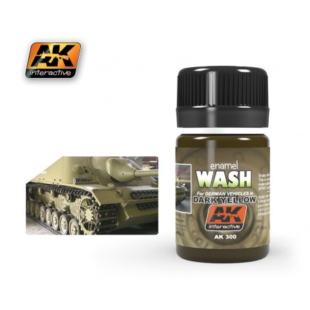 AK300 enamel WASH For GERMAN VEHICLES in Dark Yellow