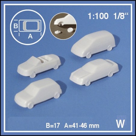 Autos 1:100. 2 Autos weiss + Einzelteile anzukleben