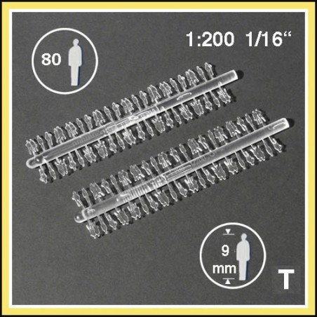 Personnages en silhouette 1:200. 80 figurines transparentes, debout