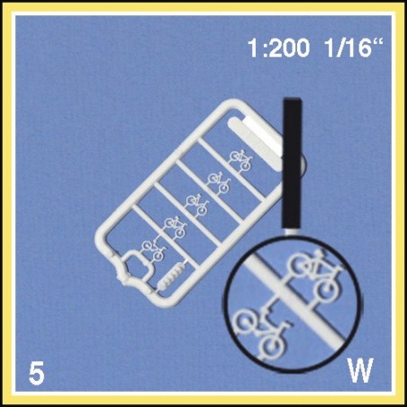 Bicyclettes 1:200. 5 bicyclettes blanches