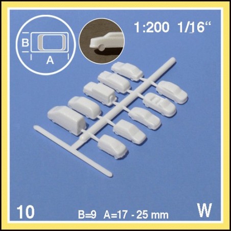 Voitures divers 1:200. 10 voitures blanches