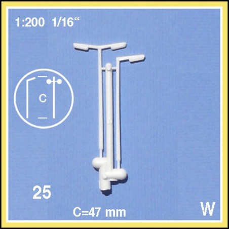 25 Lampadaires blancs 1:200. 2 types