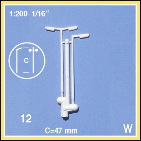 12 Lampadaires blancs 1:200. 2 types