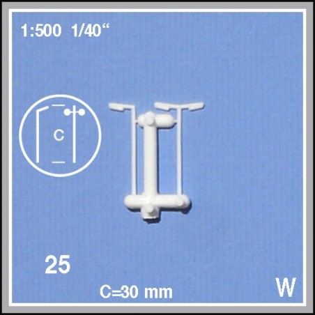 25 Lampadaires blancs 1:500. 2 types