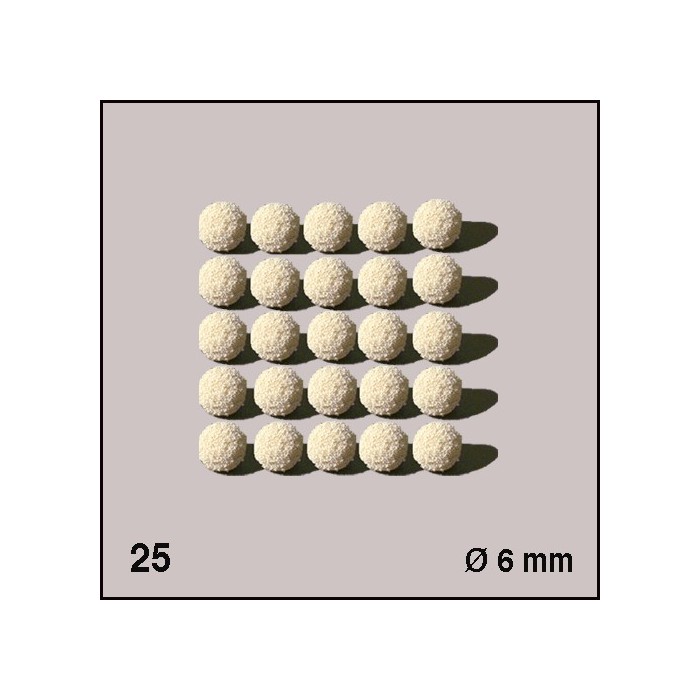 Boules d'éponge blanches, diamètre 6 mm. 25 boules