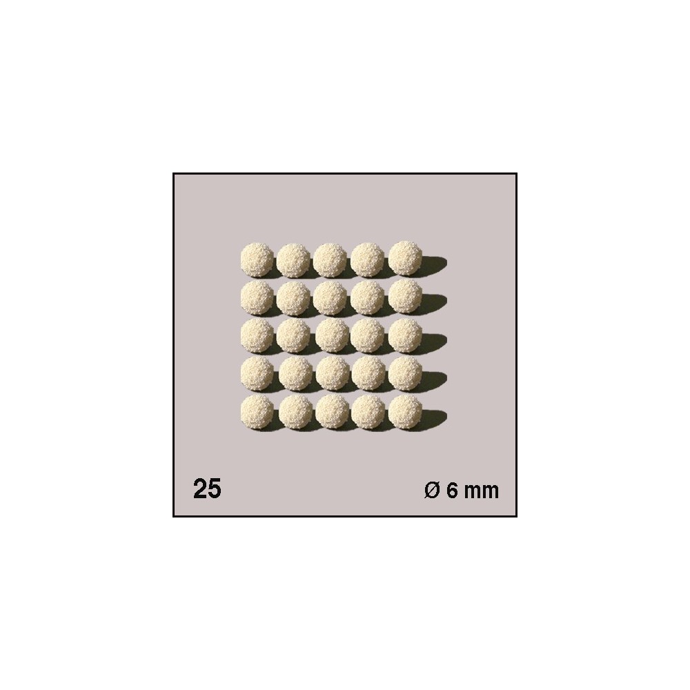 Boules d'éponge blanches, diamètre 6 mm. 25 boules