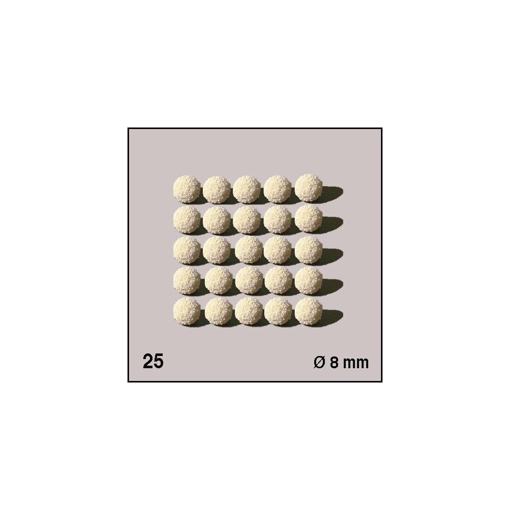 Boules d'éponge blanches, diamètre 8 mm. 25 boules