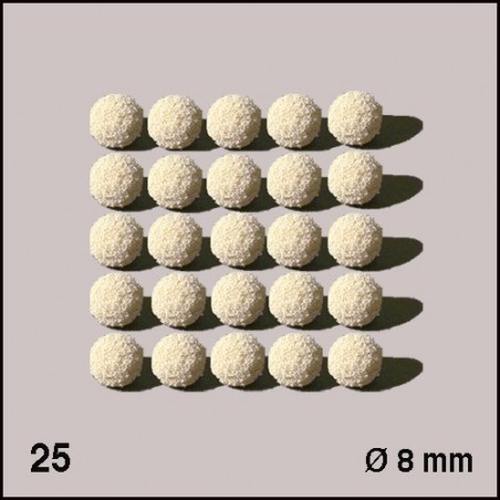 Boules d'éponge blanches, diamètre 8 mm. 25 boules