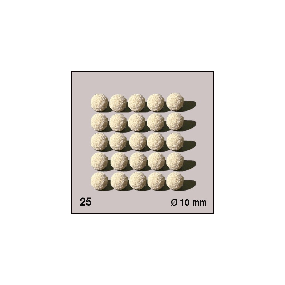 Boules d'éponge blanches, diamètre 10 mm. 25 boules