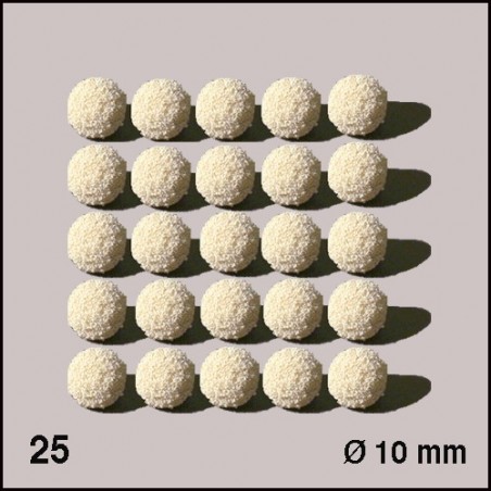 Boules d'éponge blanches, diamètre 10 mm. 25 boules