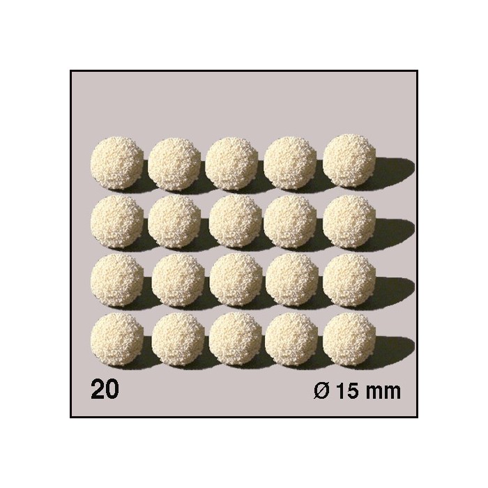 Boules d'éponge blanches, diamètre 15 mm. 20 boules