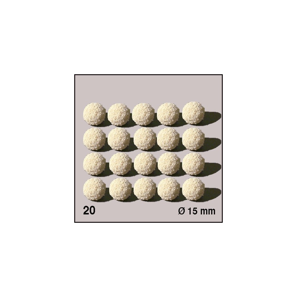 Boules d'éponge blanches, diamètre 15 mm. 20 boules