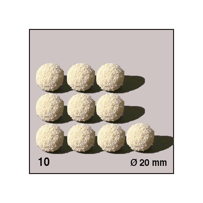 Boules d'éponge blanches, diamètre 20 mm. 10 boules