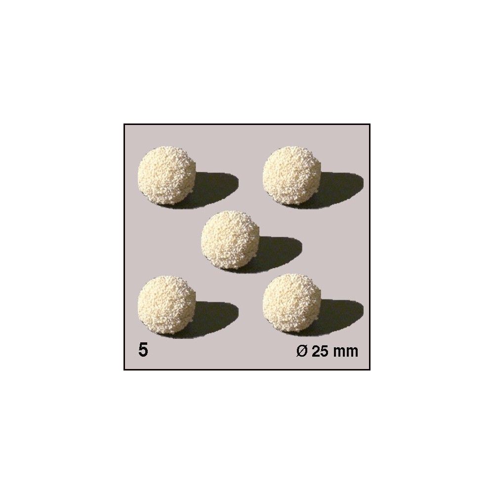 Boules d'éponge blanches, diamètre 25 mm. 5 boules