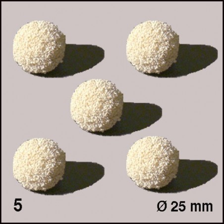 Boules d'éponge blanches, diamètre 25 mm. 5 boules