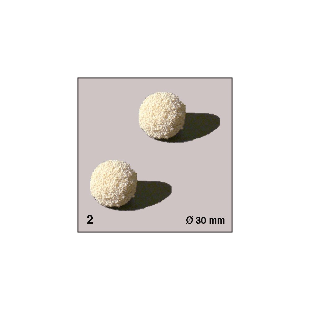 Boules d'éponge blanches, diamètre 30 mm. 2 boules