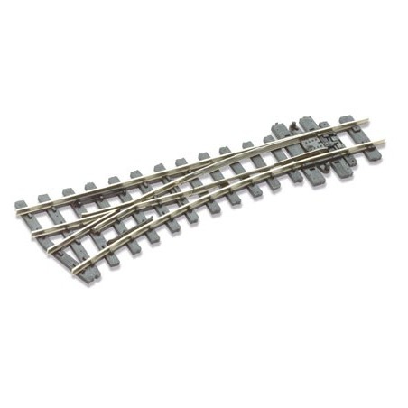 Aiguillage rayon à gauche, 304mm (12in), rail maillechort / Electrofrog