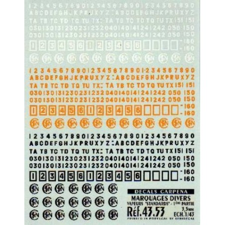 NUMBERS & LETTERS STEAM LOCOMOTIVE "STANDARD" - 3,5mm