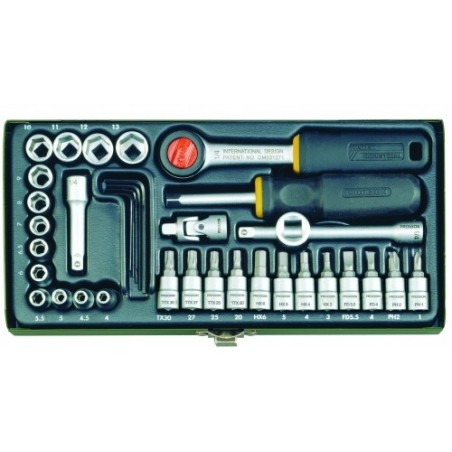 Coffret douilles mécanicien de précision 1/4" 36 pièces