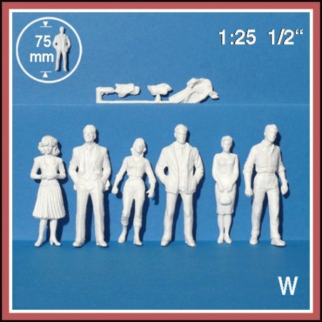 Figuren 3D 1:25. 6 Figuren weiss, stehend