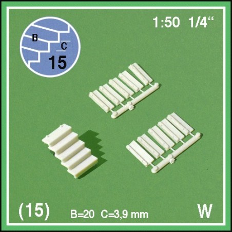 15 Treppenstufen für geradlinge Treppe 20mm Massstab 1:50