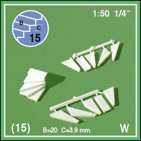 15 Treppenstufen für Treppe 90¡ rechts 20mm Massstab 1:50