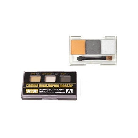 Palette de pastels secs métalisés pour les finitions Coloris : Rouille orangée, Gris métal foncé, Argent